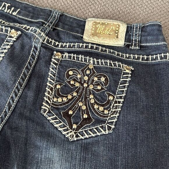 Miss Chic Bootcut Jeans‎ Size 11 Medium Wash Embellished Pockets Stretch Denim - Picture 4 of 8